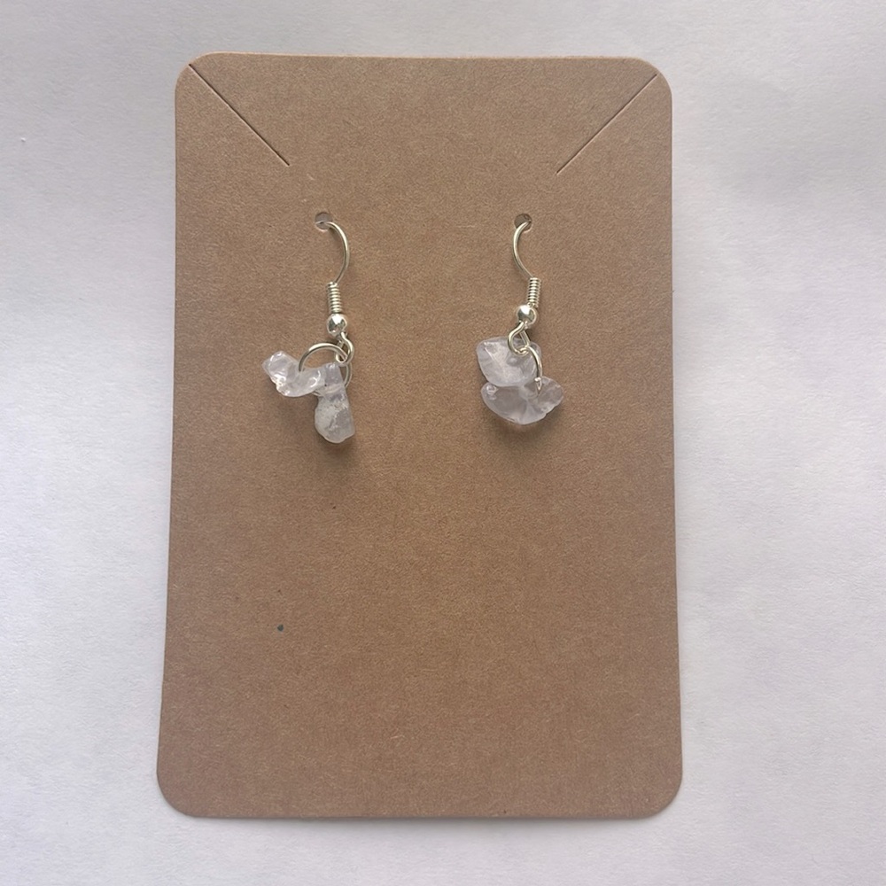 Homemade, light purple stones, silver earrings